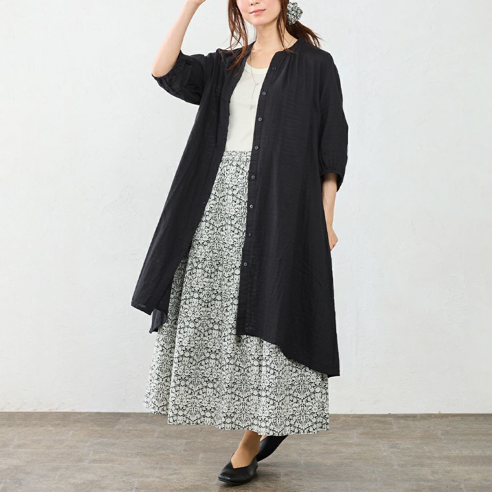 インド製 オーガニックコットンダブルガーゼシャツワンピ span公式