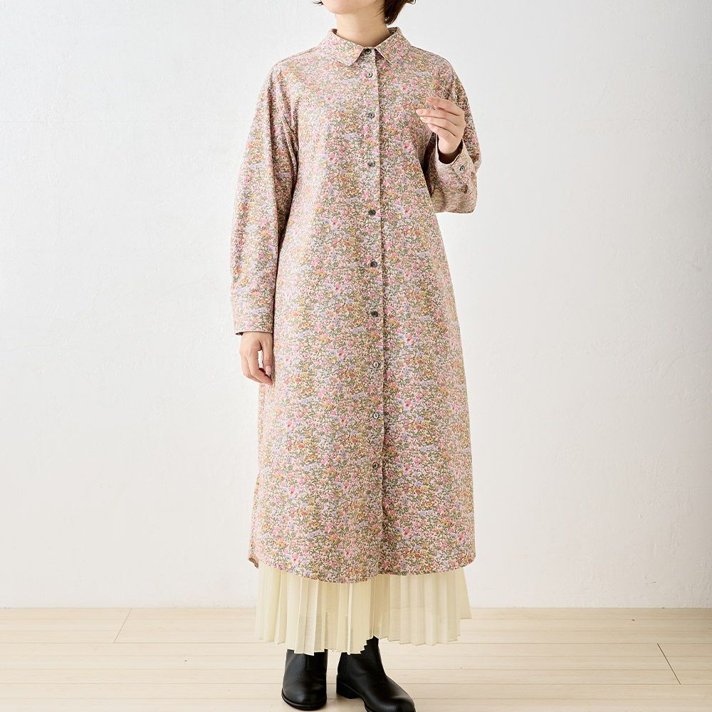 リバティプリント コーデュロイ シャツワンピース span公式オンライン