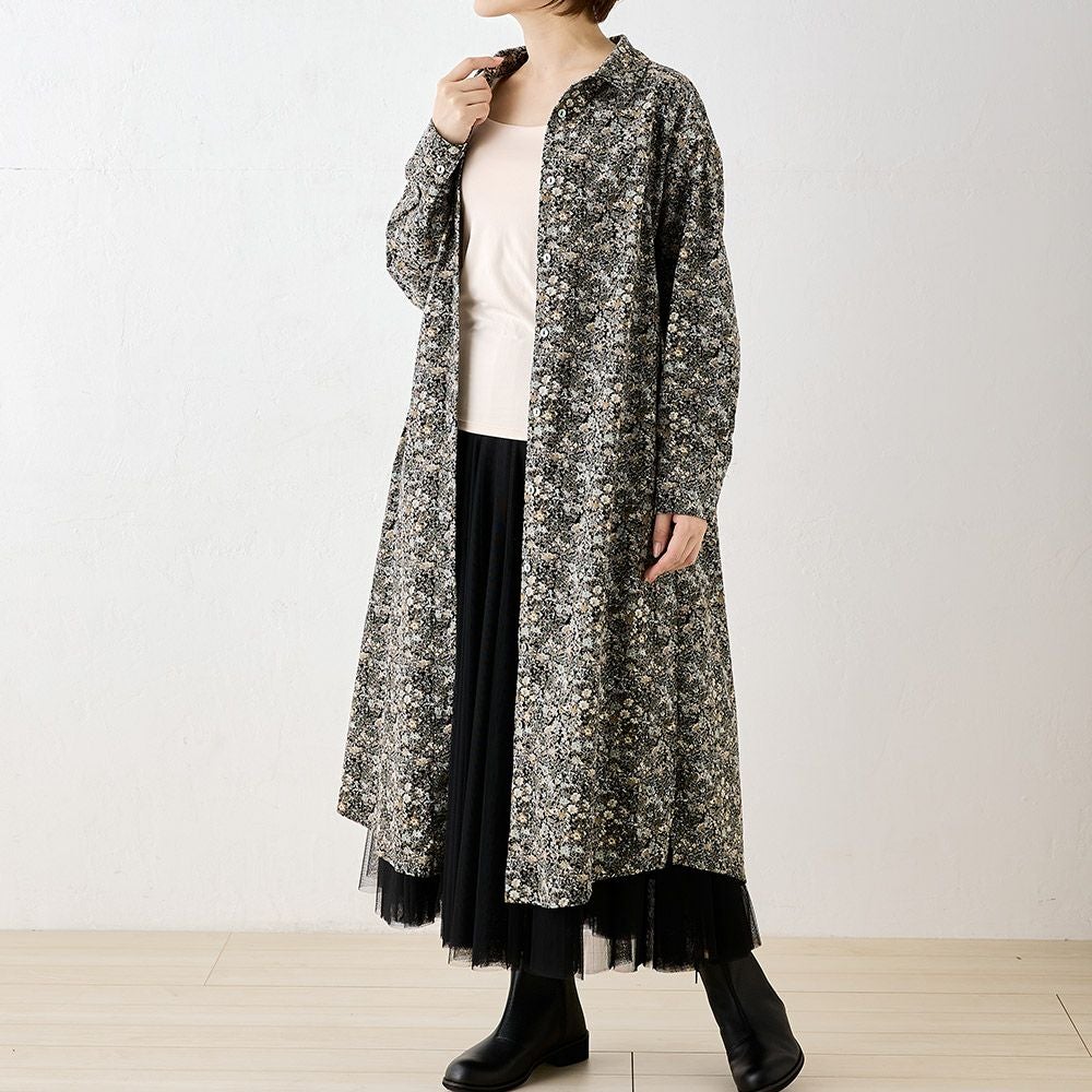 リバティプリント コーデュロイ シャツワンピース span公式オンライン