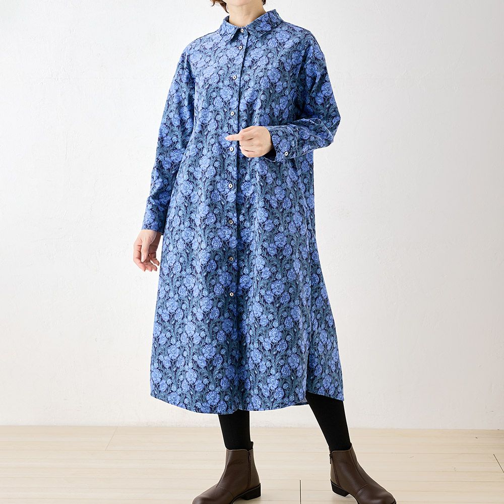 リバティプリント コーデュロイ シャツワンピース span公式オンライン