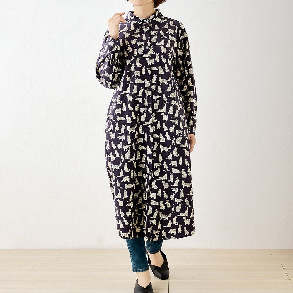 リバティプリント コーデュロイ シャツワンピース span公式オンライン