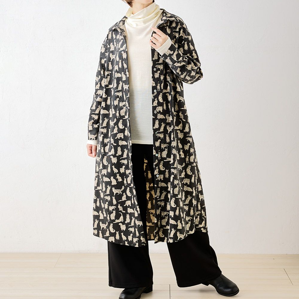 リバティプリント コーデュロイ シャツワンピース span公式オンライン