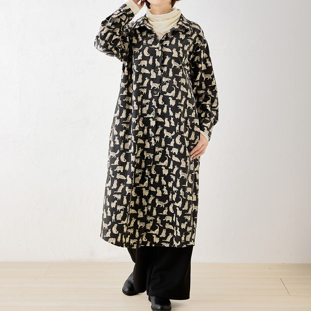 リバティプリント コーデュロイ シャツワンピース span公式オンライン