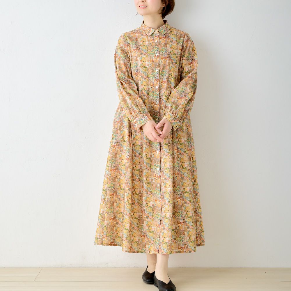 リバティプリント タナローン シャツワンピース span公式オンライン