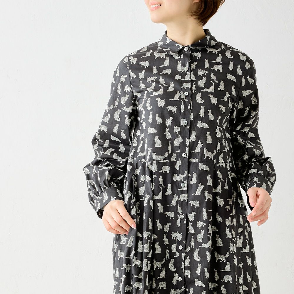 リバティプリント タナローン シャツワンピース span公式オンライン