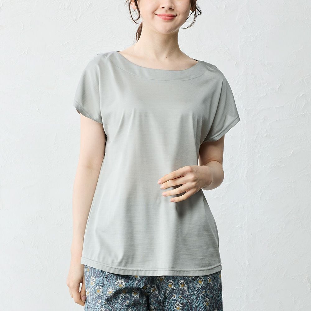 SLONE 華奢魅せボートネックカットソーboutique310 ホワイトM 日本製】シルク ボートネックカットソー 【日本製】シルク ボート