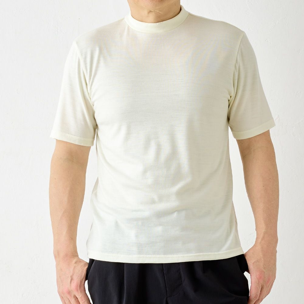 Super140's】メンズ メリノウールモックネック半袖Tシャツ span公式