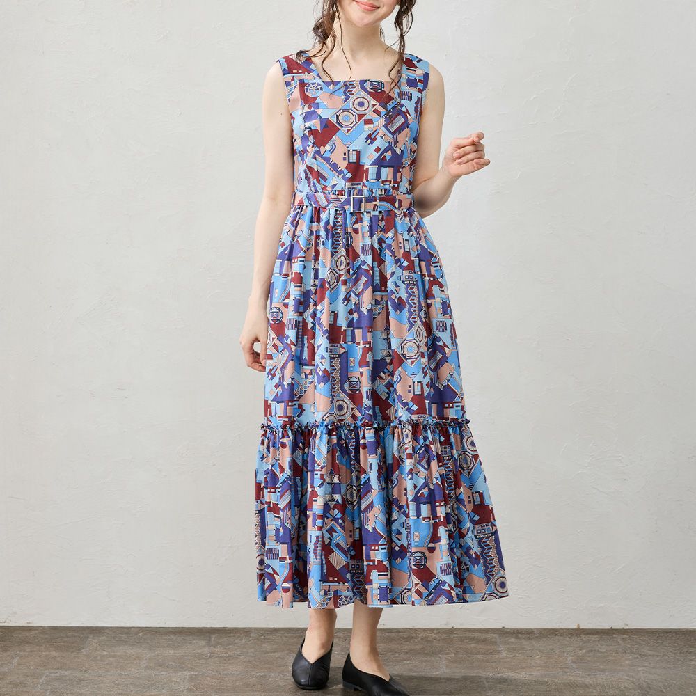 リバティプリント タナローン ノースリーブワンピース span公式