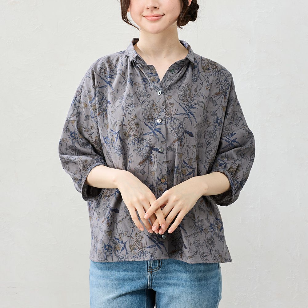 日本製】綿麻 花柄ブラウス span公式オンラインショップ